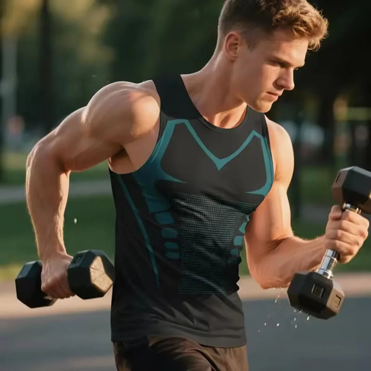 New Summer Fitness Compression Shirt For Men Shaping Sleeveless Therapy Vest Male Ice-Silk