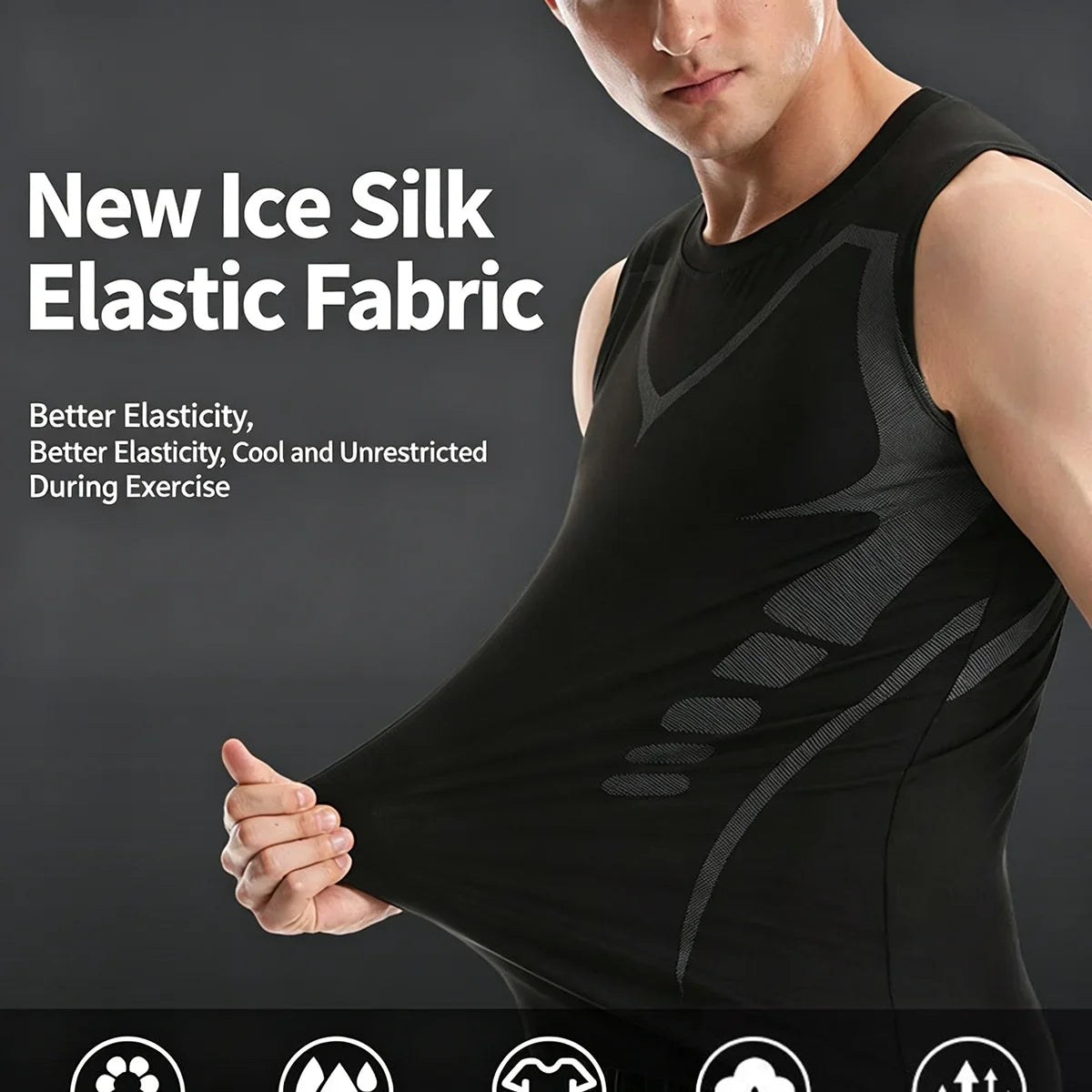 New Summer Fitness Compression Shirt For Men Shaping Sleeveless Therapy Vest Male Ice-Silk